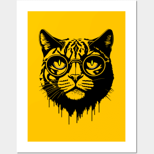 Hipster cat with sunglasses Posters and Art